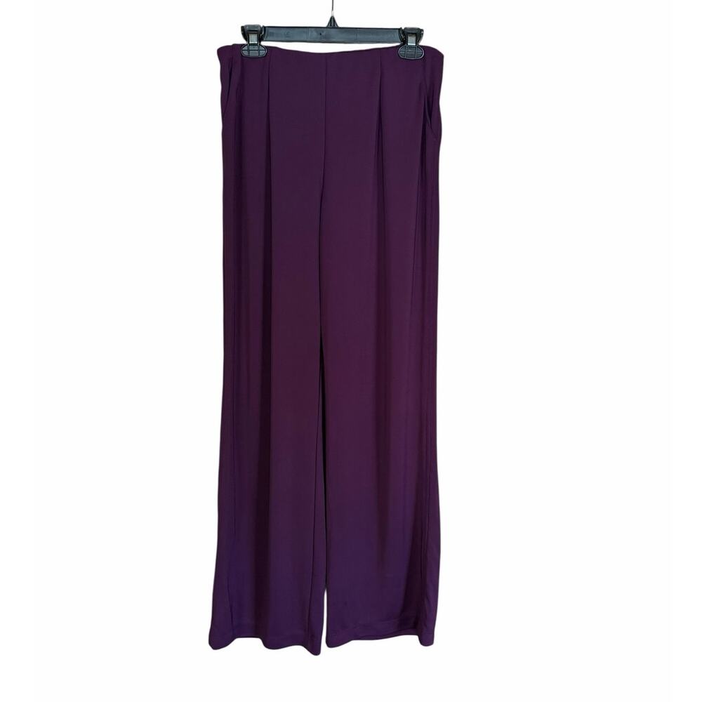 Susan Graver Size Small Burgundy Premier Knit Pull On Wide Leg Pants Pockets